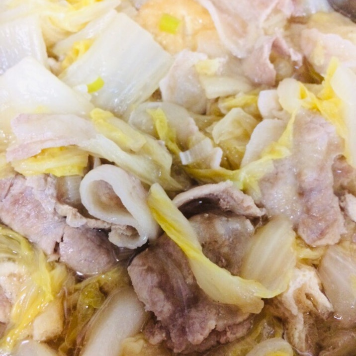 白菜と豚バラ肉と長ネギのポン酢煮